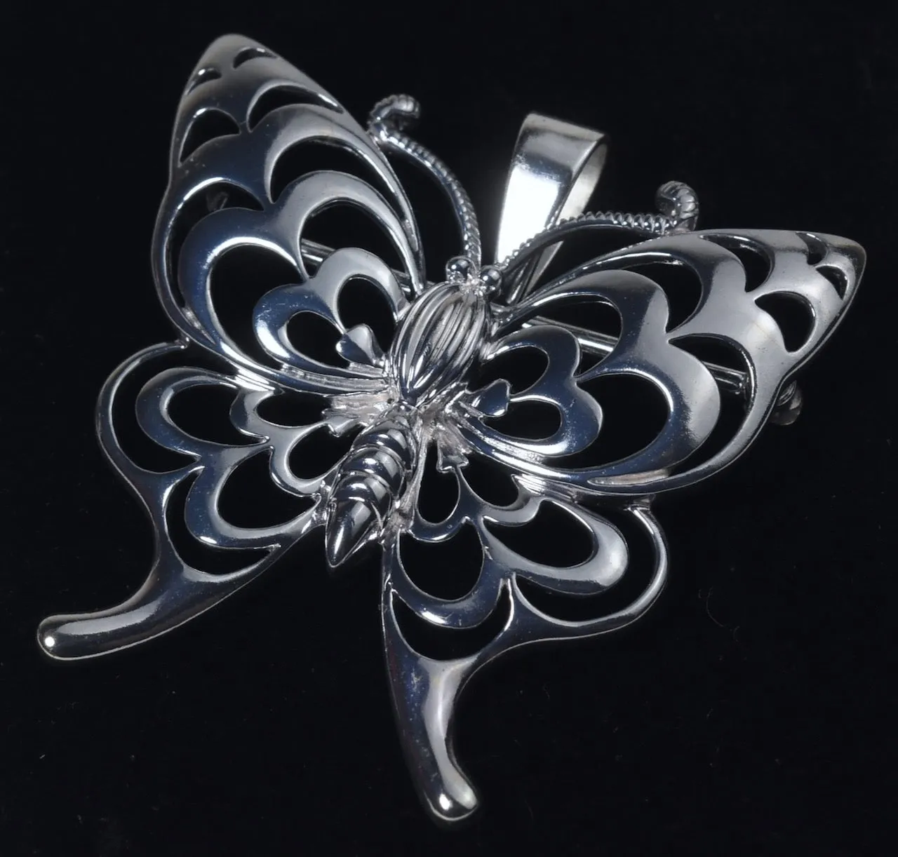 Sterling Silver Butterfly Brooch Pendant