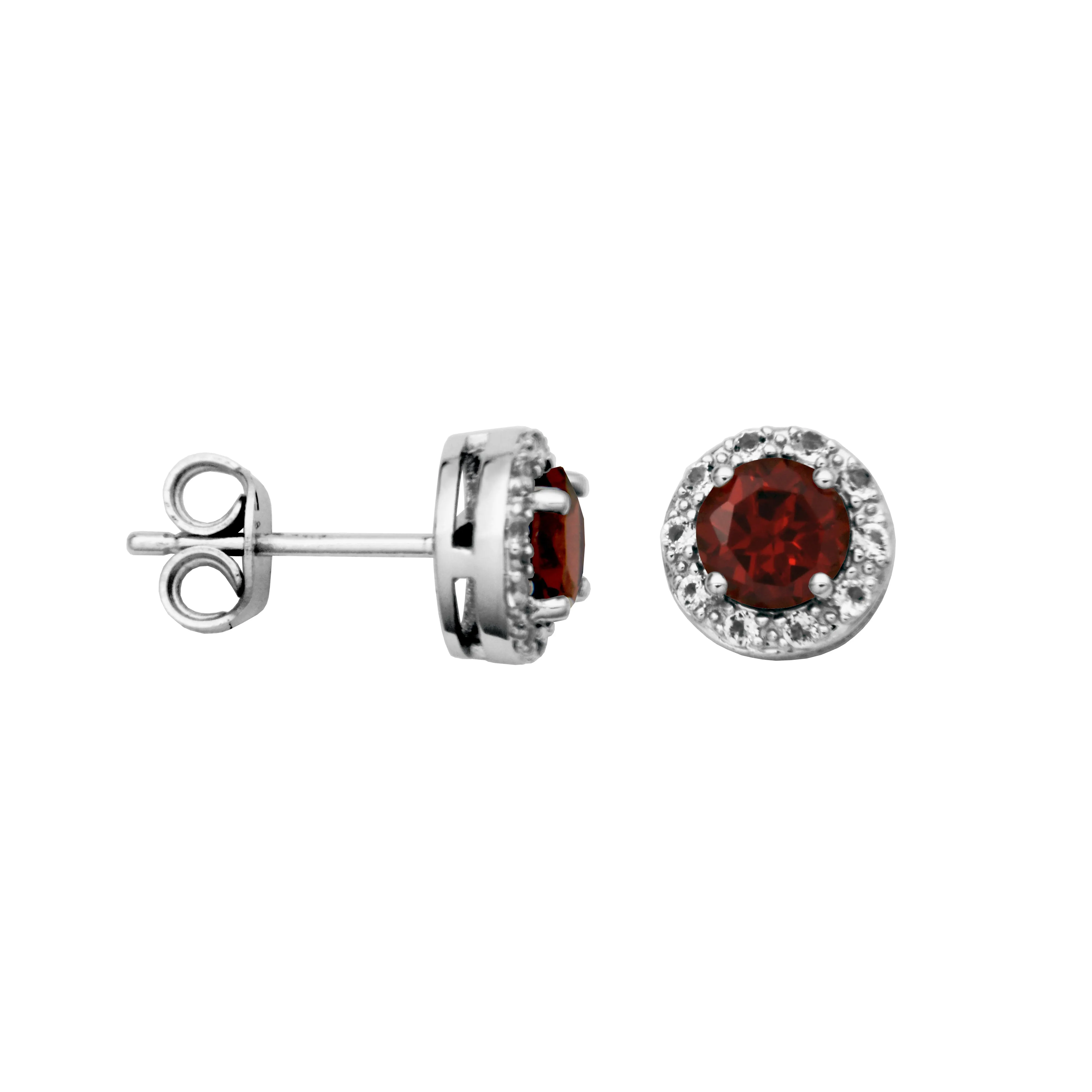 Sterling Silver Garnet and White Topaz Earrings