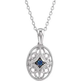 Sterling Silver Genuine Gemstone 18" Filigree Necklace