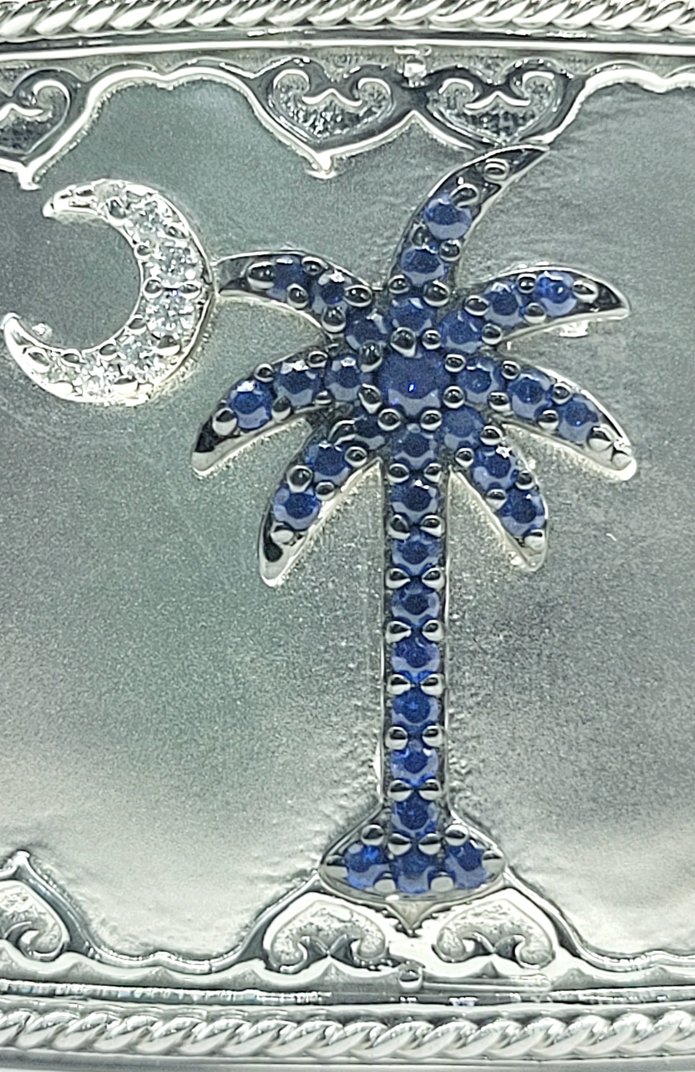 Sterling Silver Wide South Carolina Palm Tree Cuff Bracelet