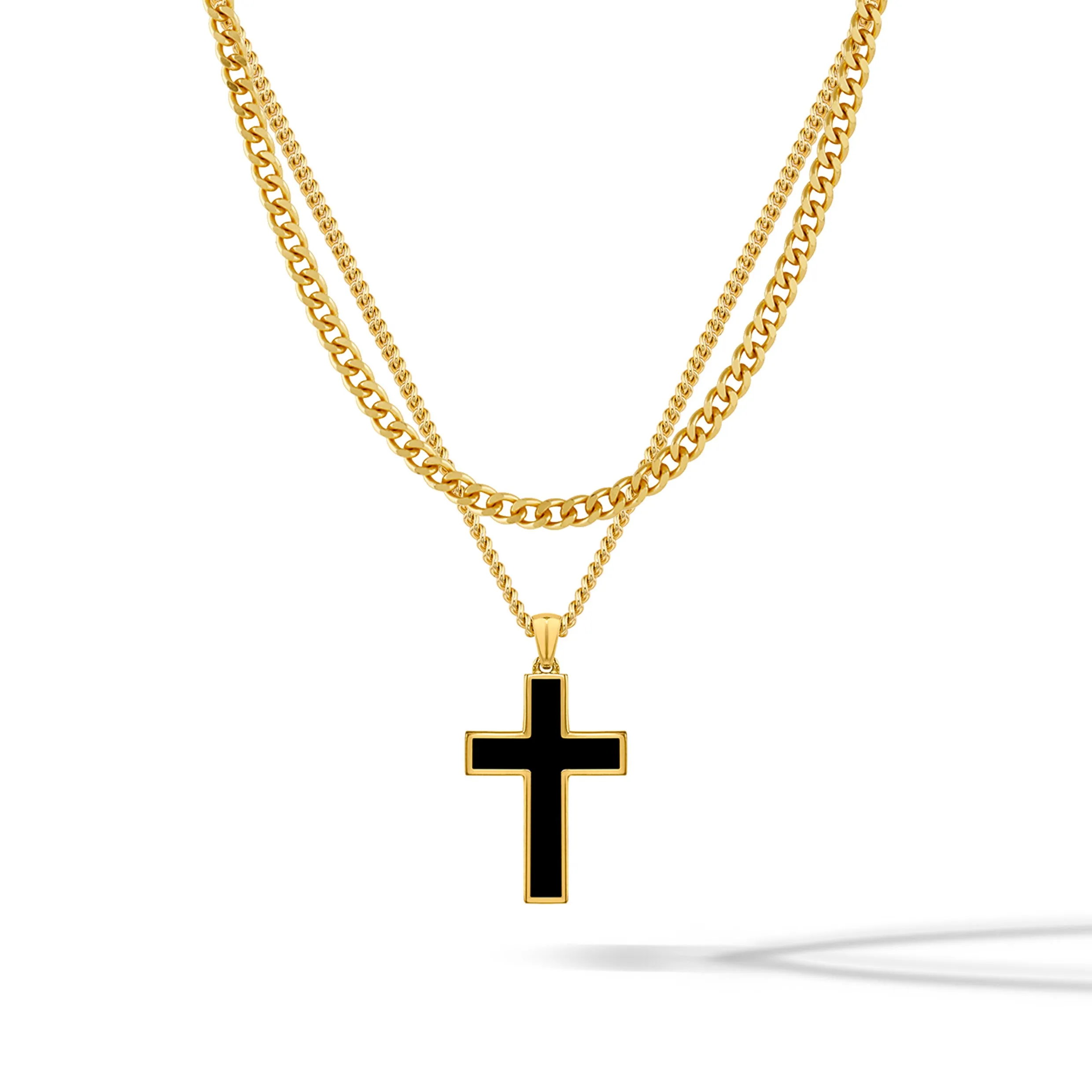 Stone Cross Curb Set - Gold