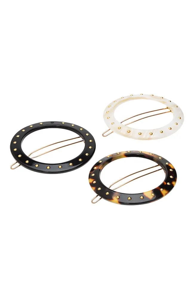 Studded Circle Cutout Tige Boule Barrette