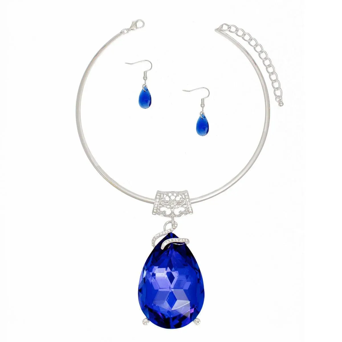 Stunning Blue Teardrop Pendant Fashion Jewelry Set: Shop Now!