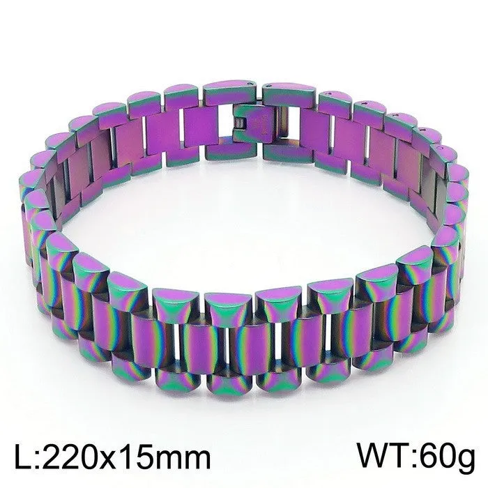 Stylish Adjustable Men's Stainless Steel Bracelet - Wholesale Fashion Accessory