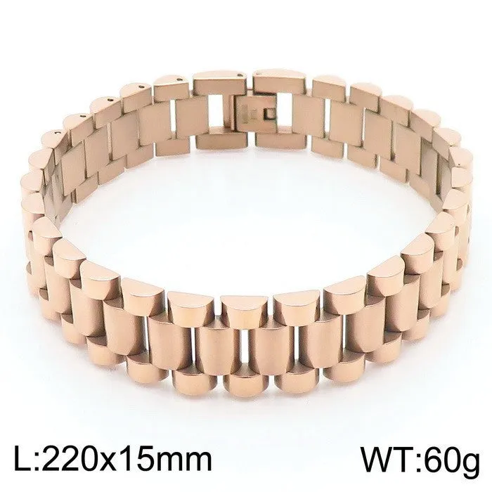 Stylish Adjustable Men's Stainless Steel Bracelet - Wholesale Fashion Accessory