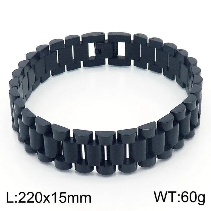 Stylish Adjustable Men's Stainless Steel Bracelet - Wholesale Fashion Accessory