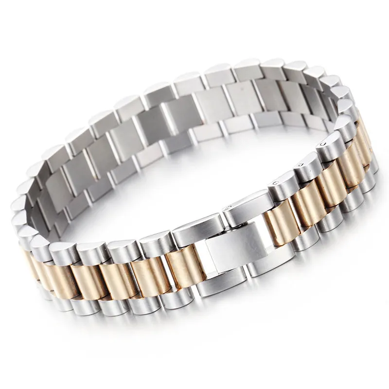 Stylish Adjustable Men's Stainless Steel Bracelet - Wholesale Fashion Accessory