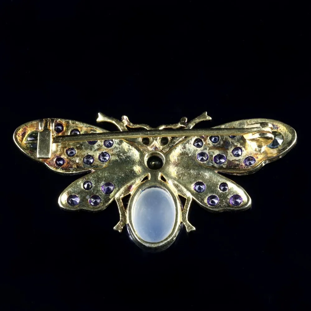 Suffragette Butterfly Brooch 18Ct Gold Silver