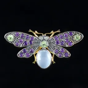 Suffragette Butterfly Brooch 18Ct Gold Silver