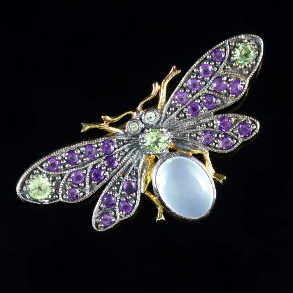 Suffragette Butterfly Brooch 18Ct Gold Silver