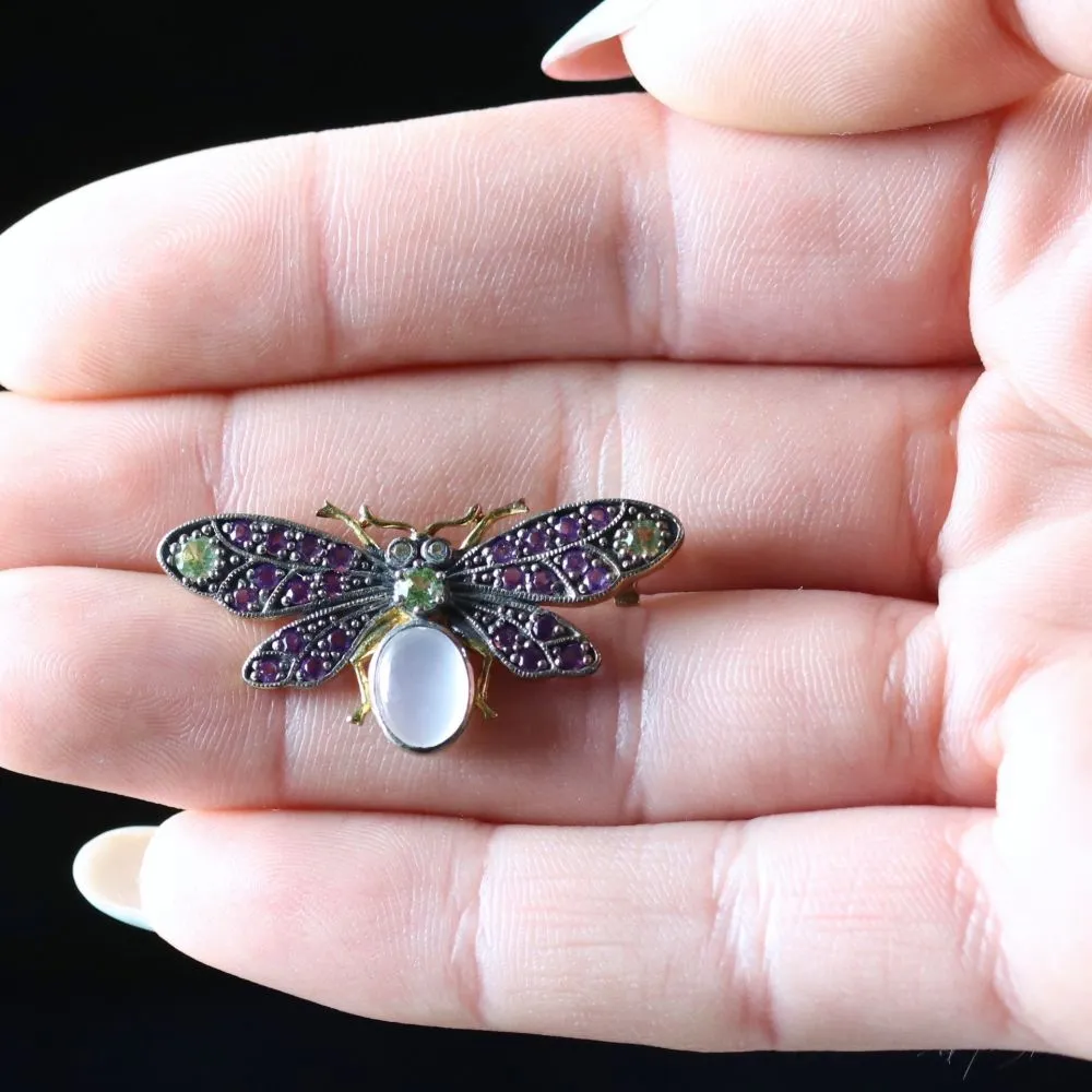 Suffragette Butterfly Brooch 18Ct Gold Silver