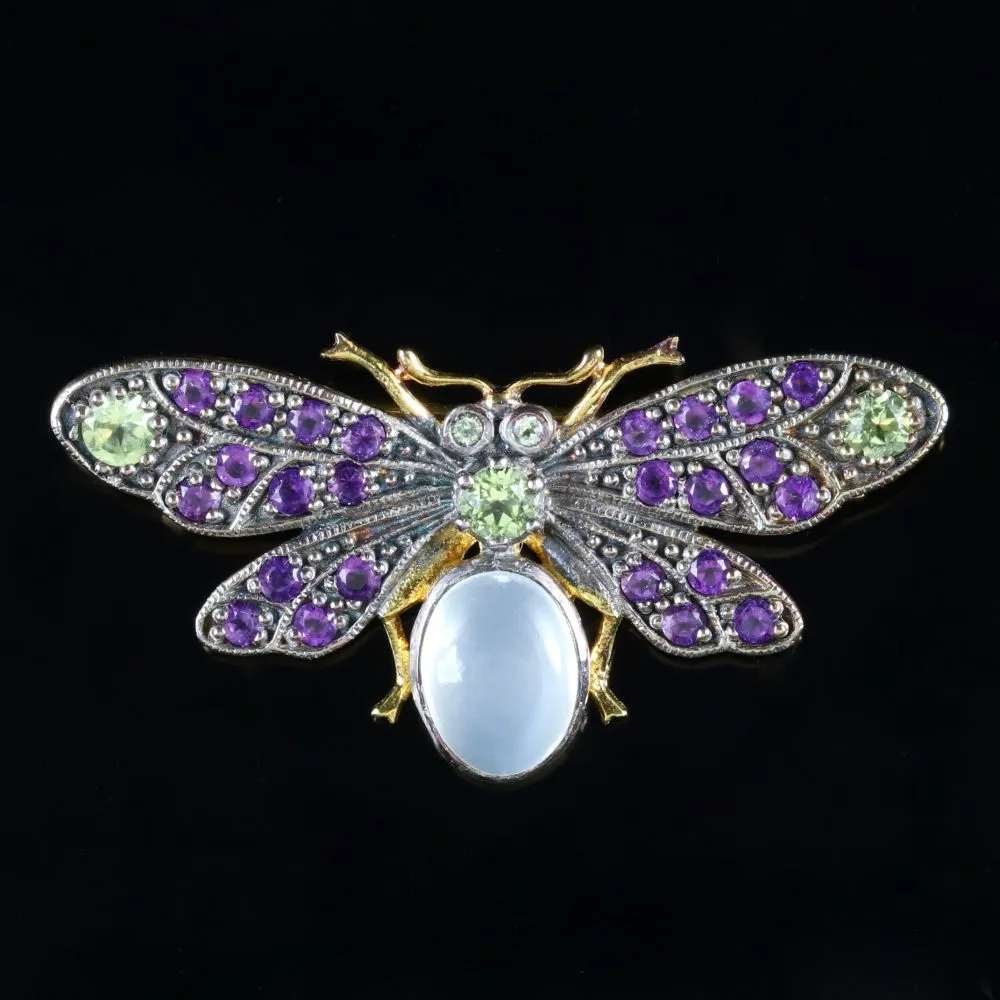 Suffragette Butterfly Brooch 18Ct Gold Silver