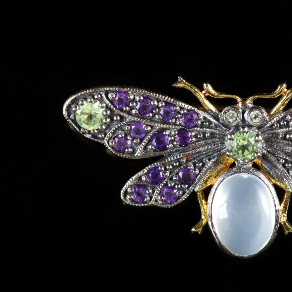 Suffragette Butterfly Brooch 18Ct Gold Silver