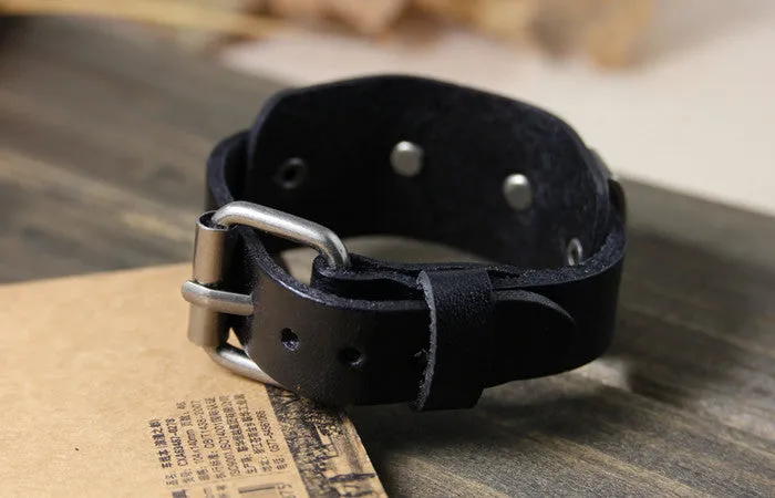 Summer style leather bracelet men jewelry pulseras bijoux Cool Men Woman Genuine Leather Bracelet Skull Studs Hotsale Bracelets