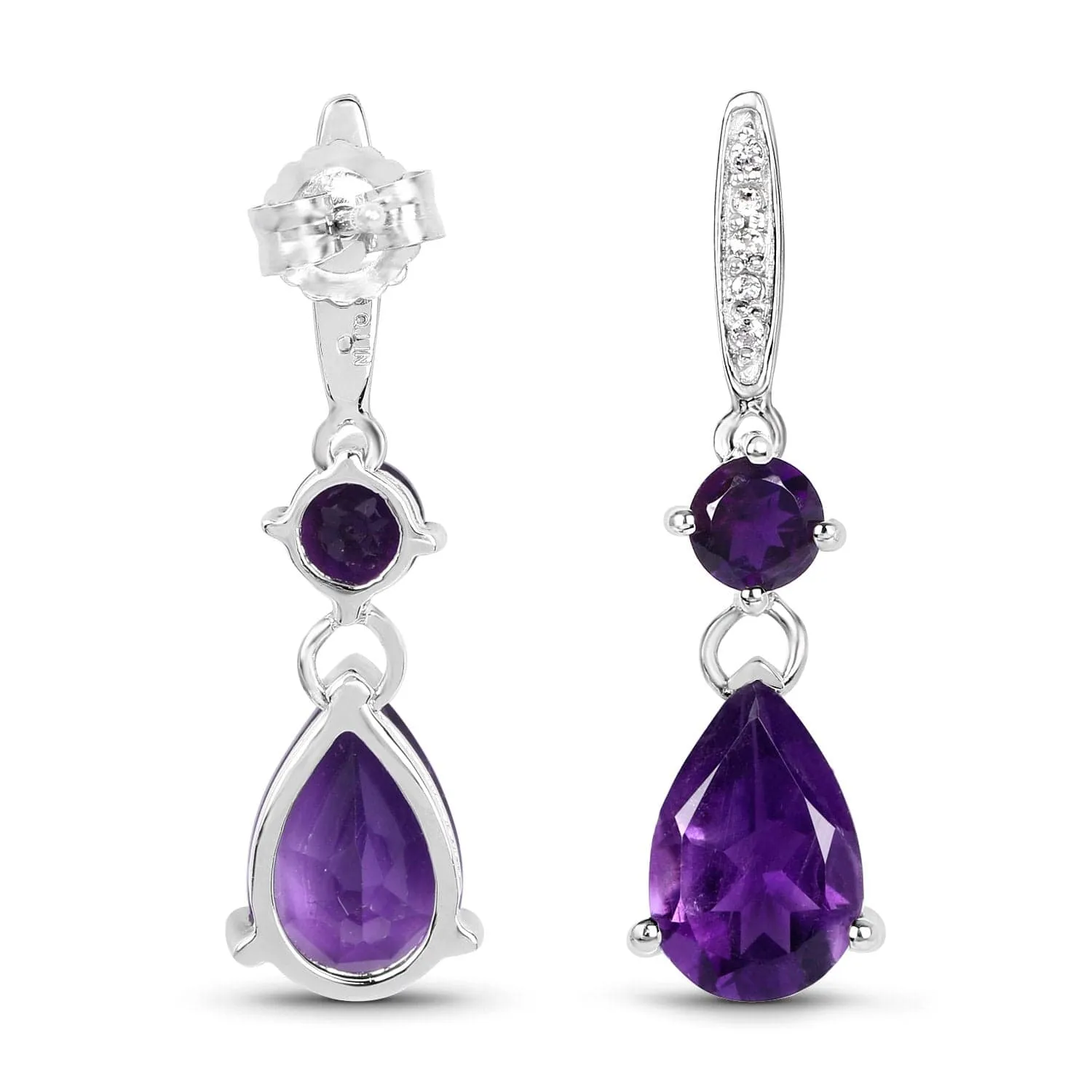 Teardrop Amethyst Topaz Earrings Sterling Silver 6ctw