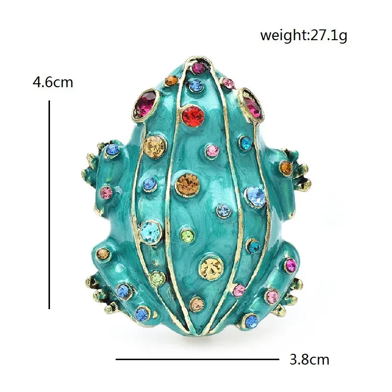 TEEK - Cute Frog Rhinestone Brooch