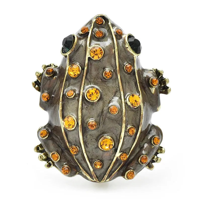 TEEK - Cute Frog Rhinestone Brooch