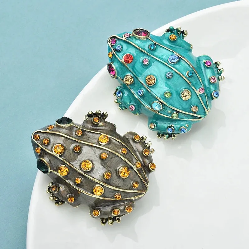 TEEK - Cute Frog Rhinestone Brooch