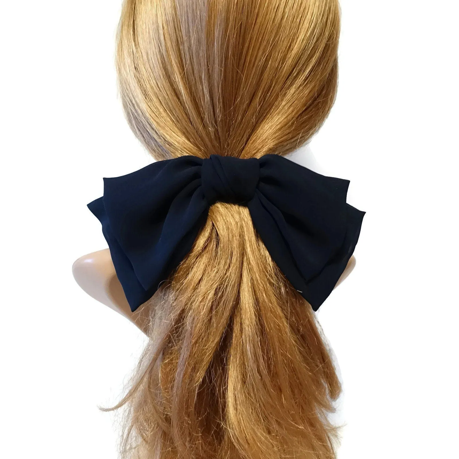 Texas chiffon bow french hair barrette big hair bow for Women