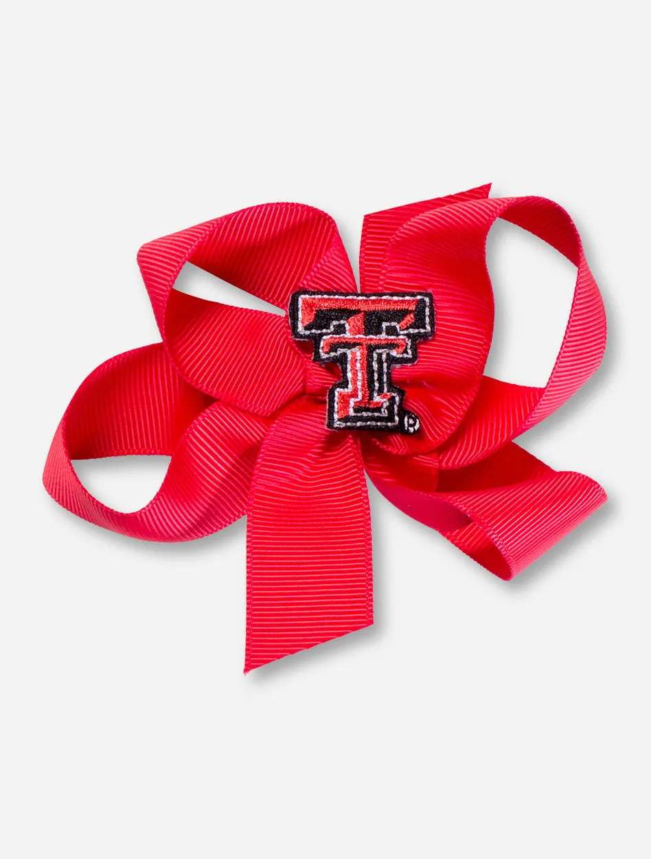 Texas Tech Double T on Red Ribbon Queen Bow