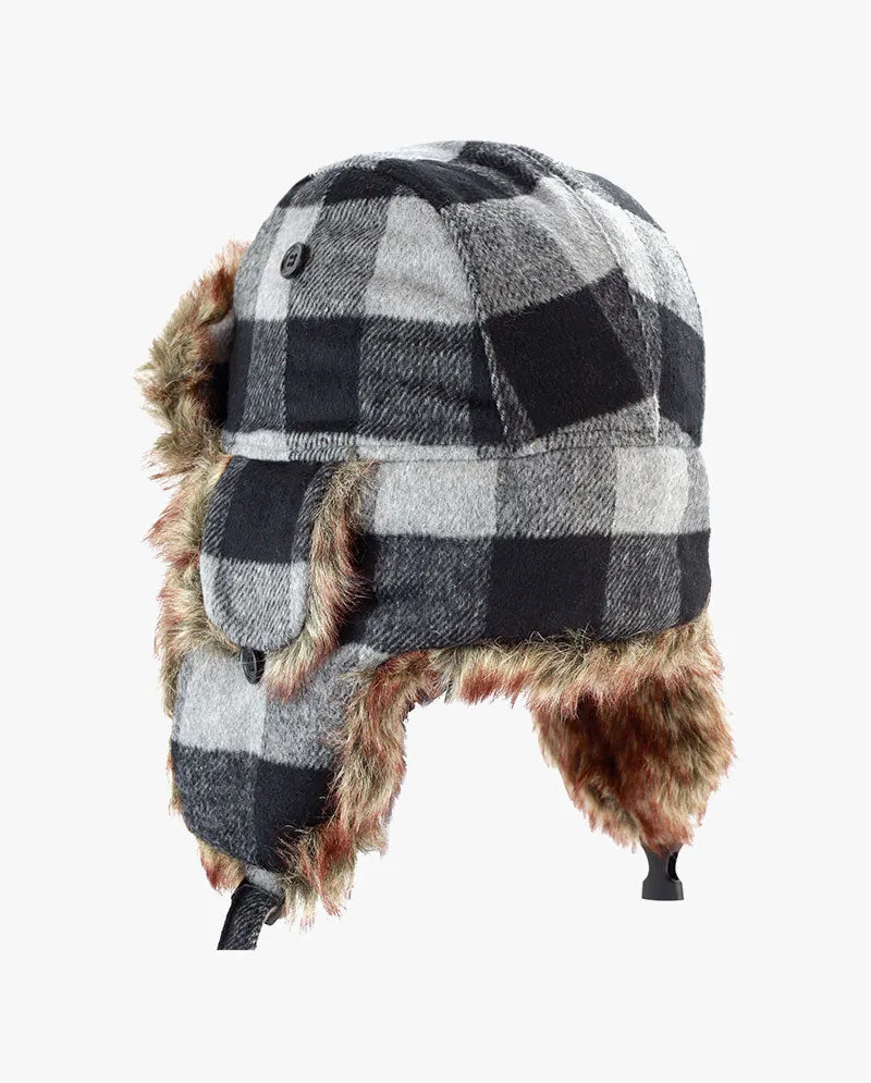 The Hat Depot - Plaid Faux Fur Aviator Trapper