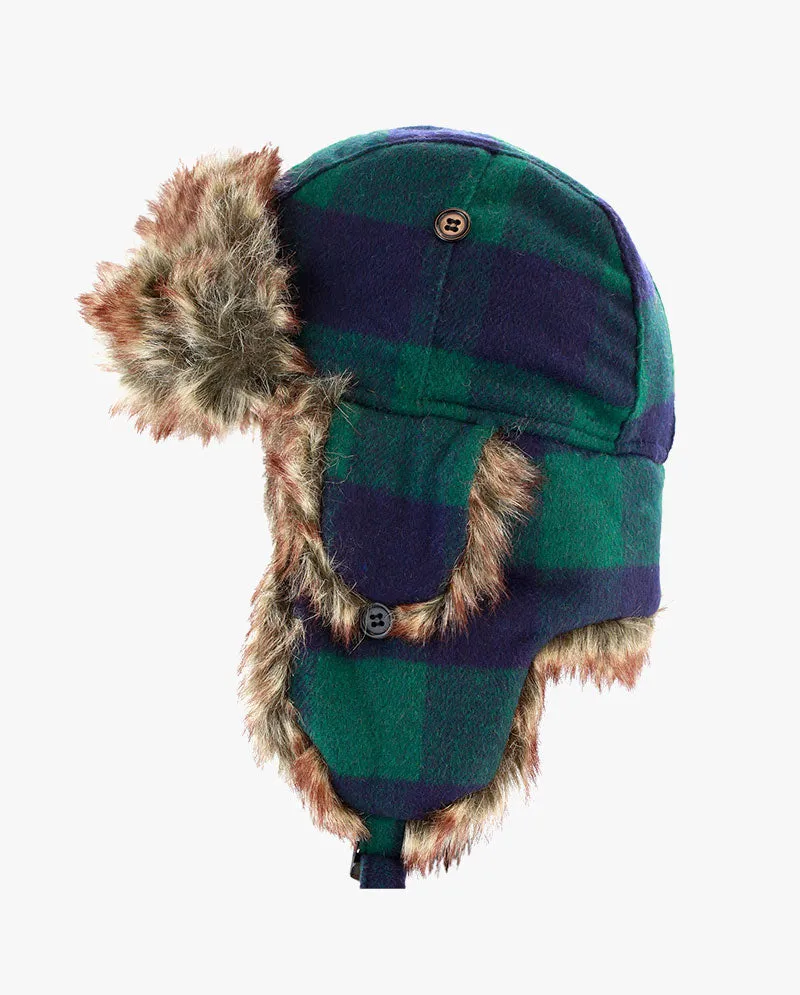 The Hat Depot - Plaid Faux Fur Aviator Trapper