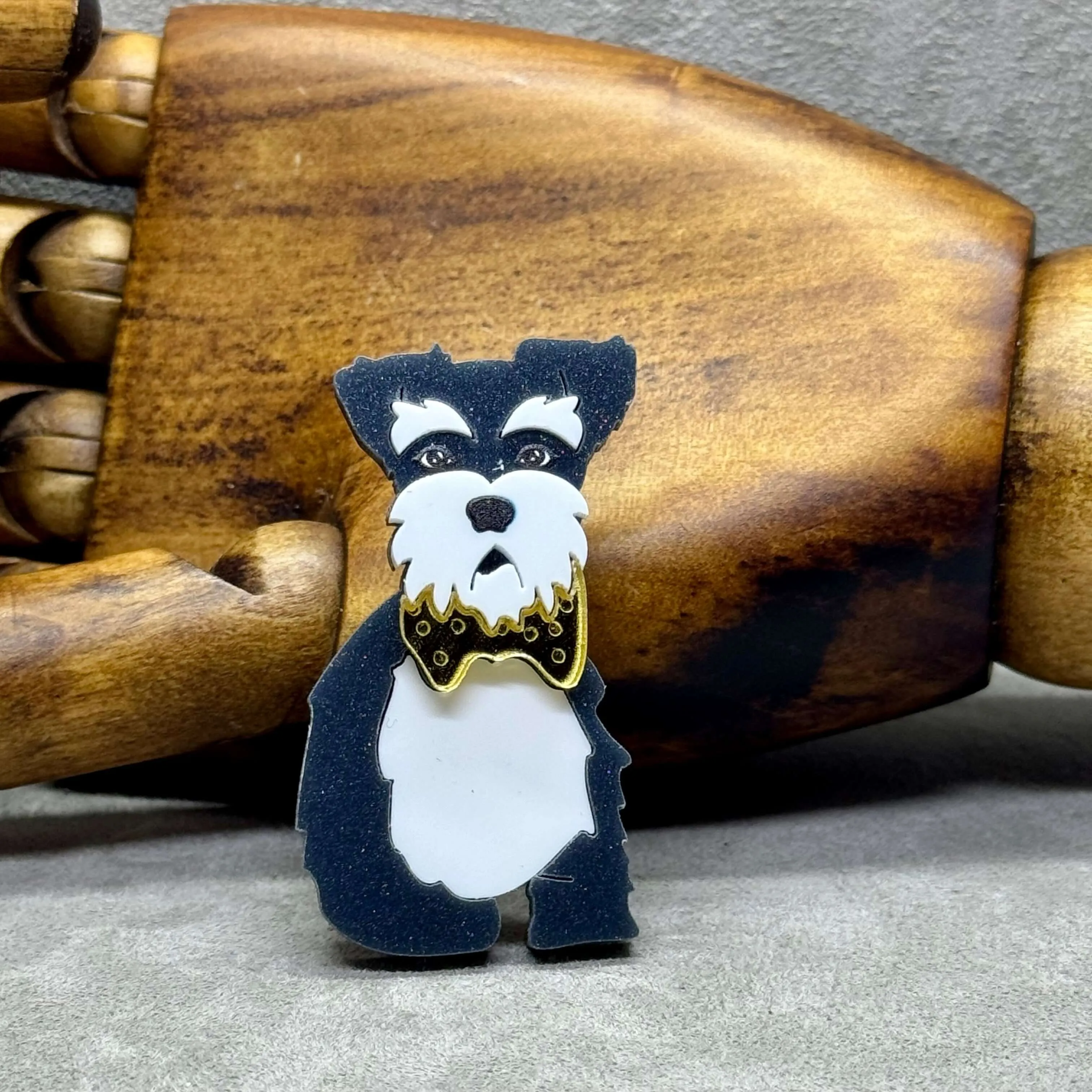 The Schnauzer Dog Acrylic Art Brooch