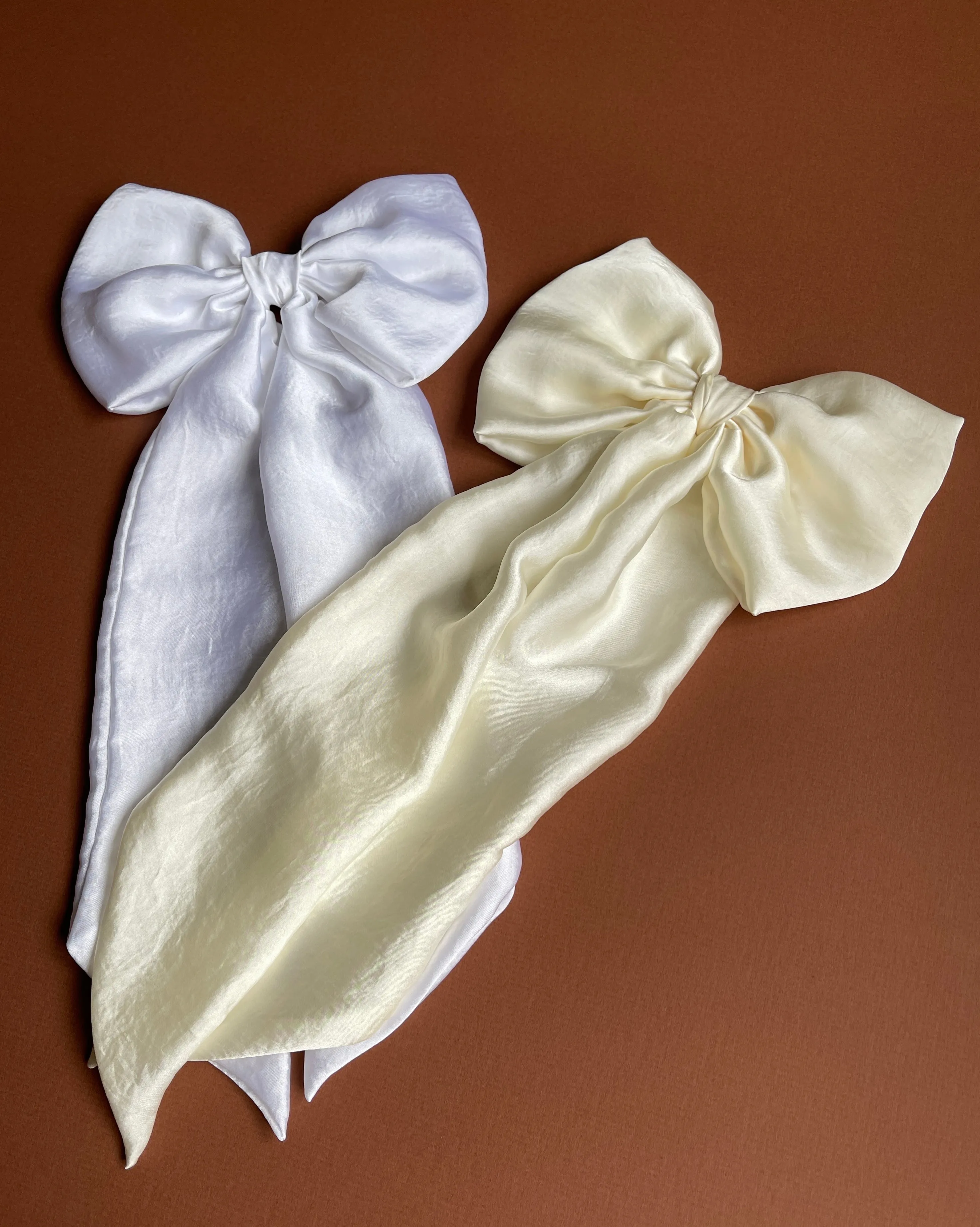 The Statement Bridal Bow | Silky Satin Chiffon | Big Bow with Tails | Luxury Designer Hair Piece | Made to Order