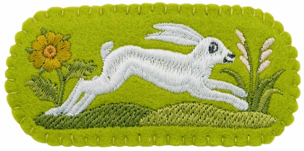 The White Rabbit embroidered hair slide - green