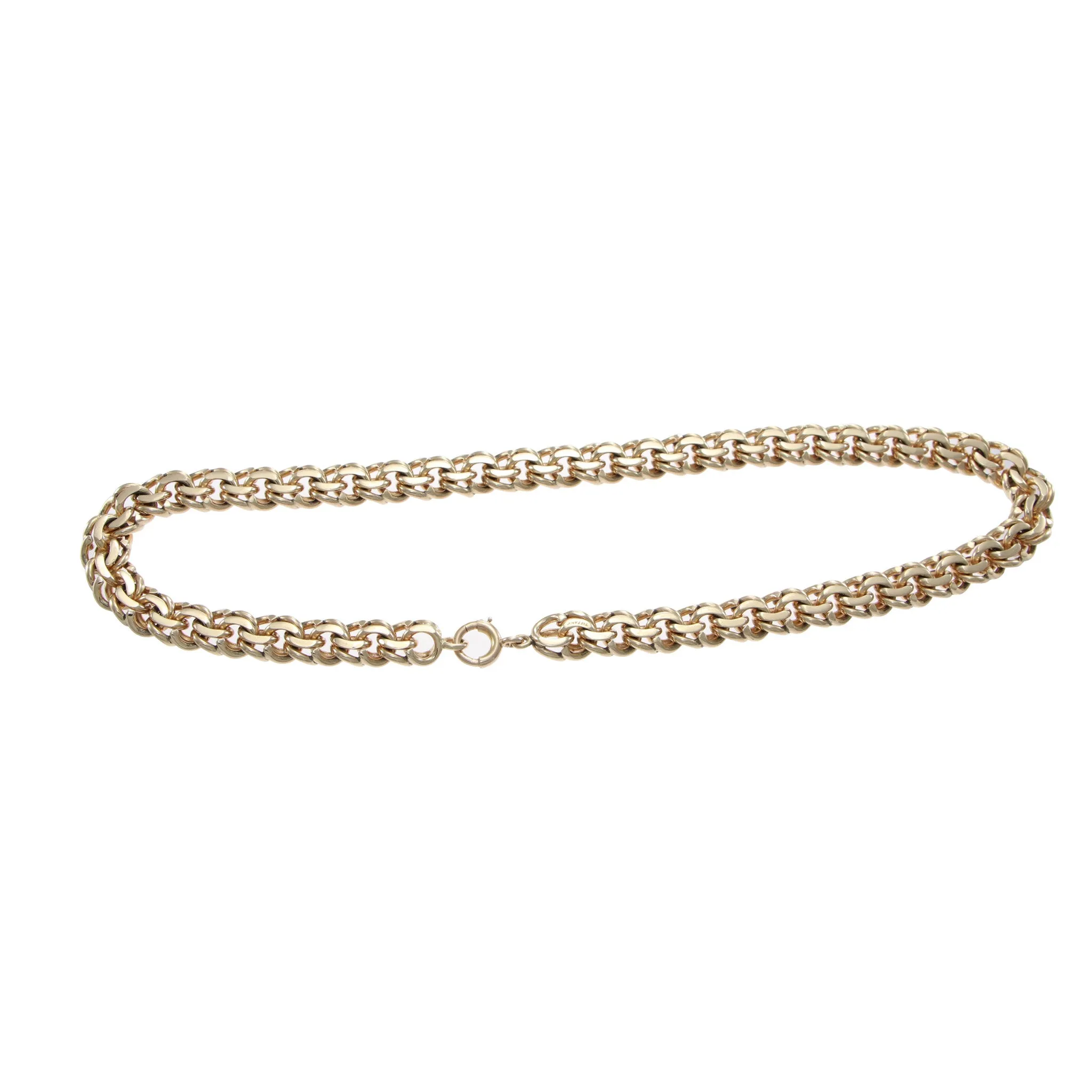 Tiffany & Co. Double Curb Chain Link Choker Necklace 14k Gold 9mm Wide 80.4g