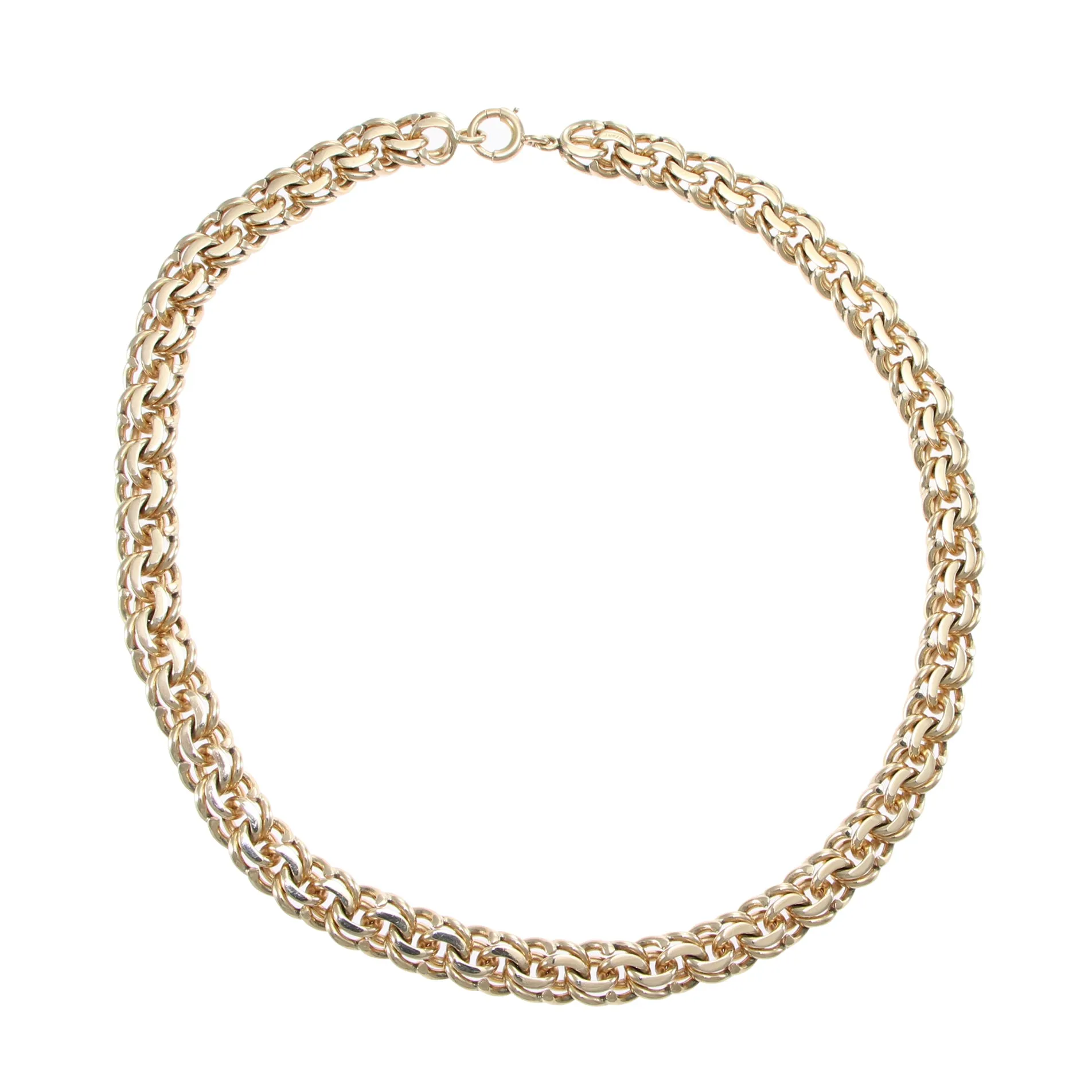 Tiffany & Co. Double Curb Chain Link Choker Necklace 14k Gold 9mm Wide 80.4g