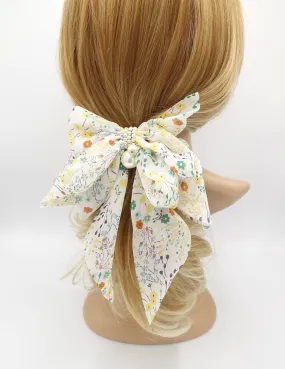 tiny flower plant hair bow chiffon tail women hair accessory for women