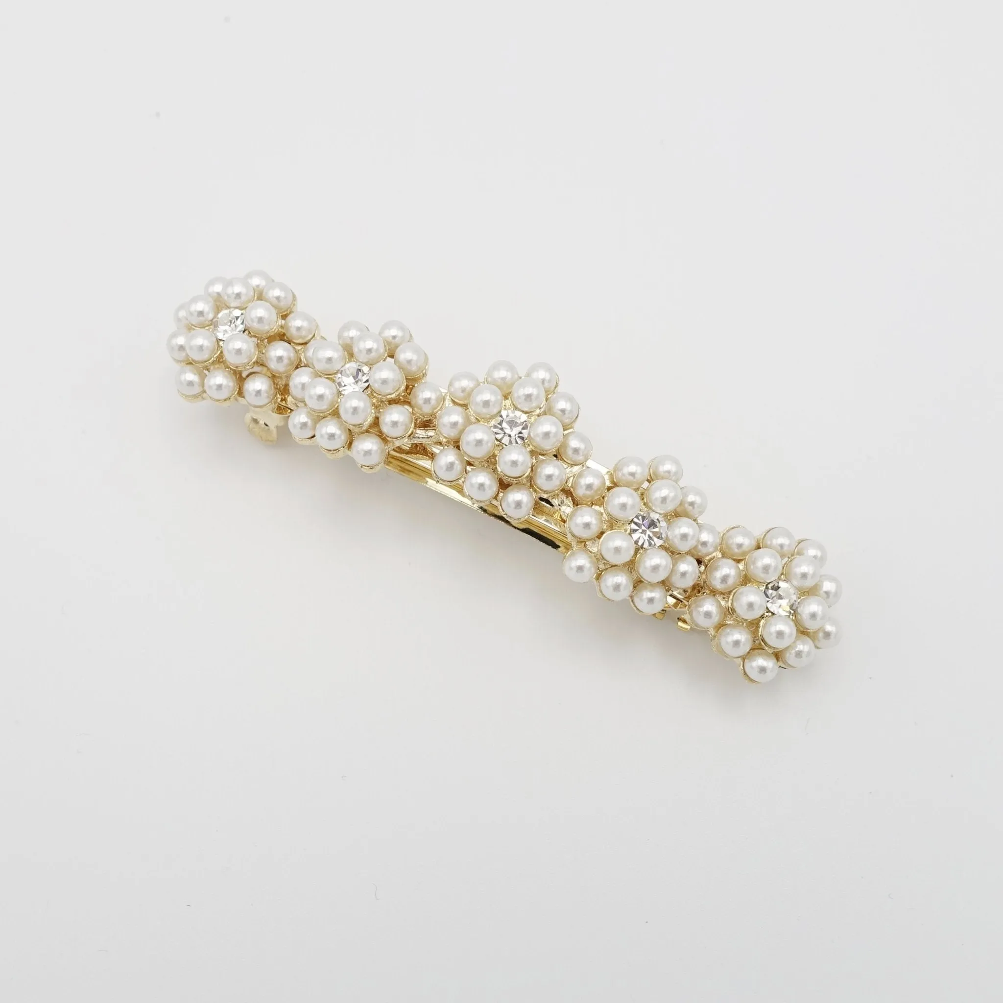 tiny pearl ball flower french hair barrette women hair accessory