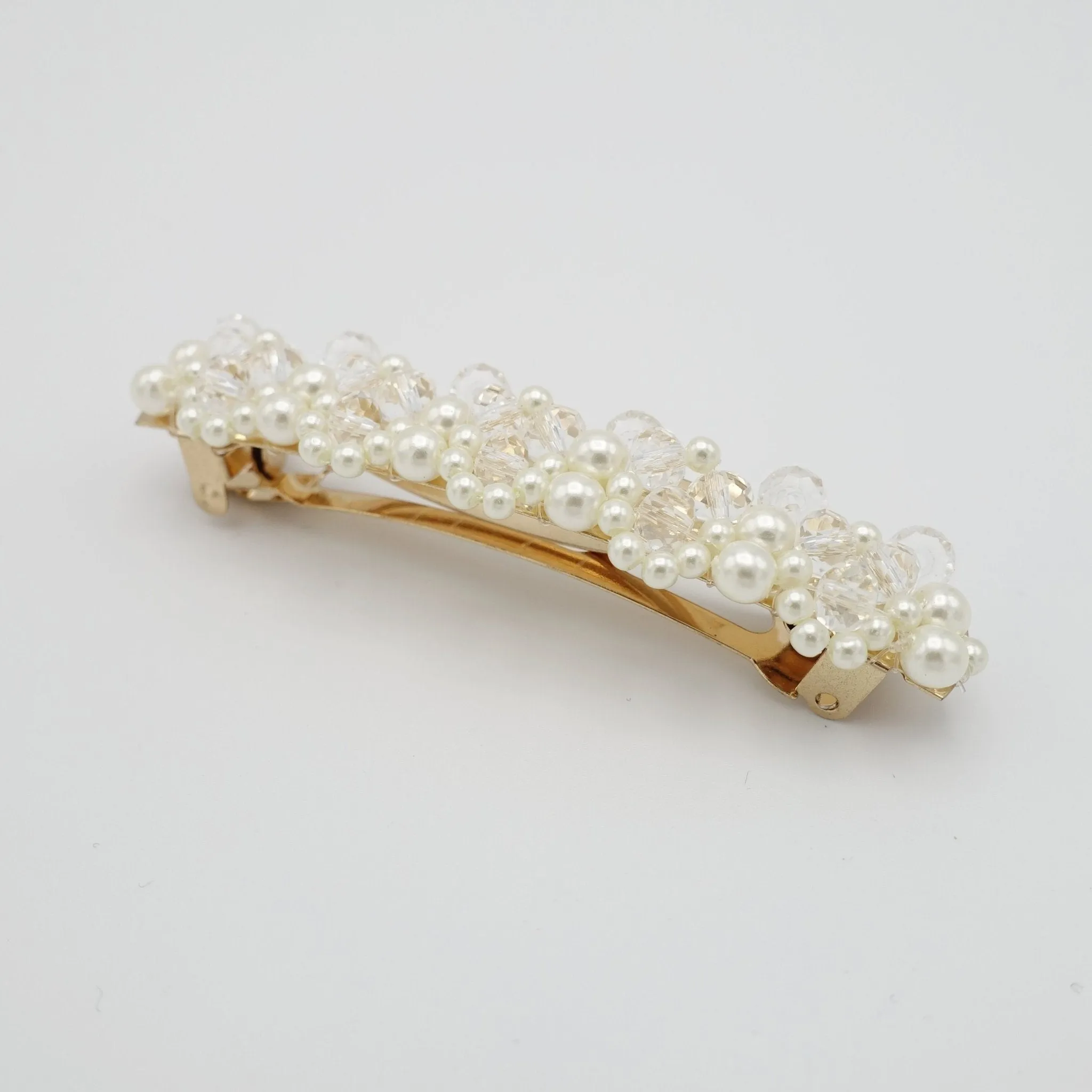 tiny pearl ball flower french hair barrette women hair accessory