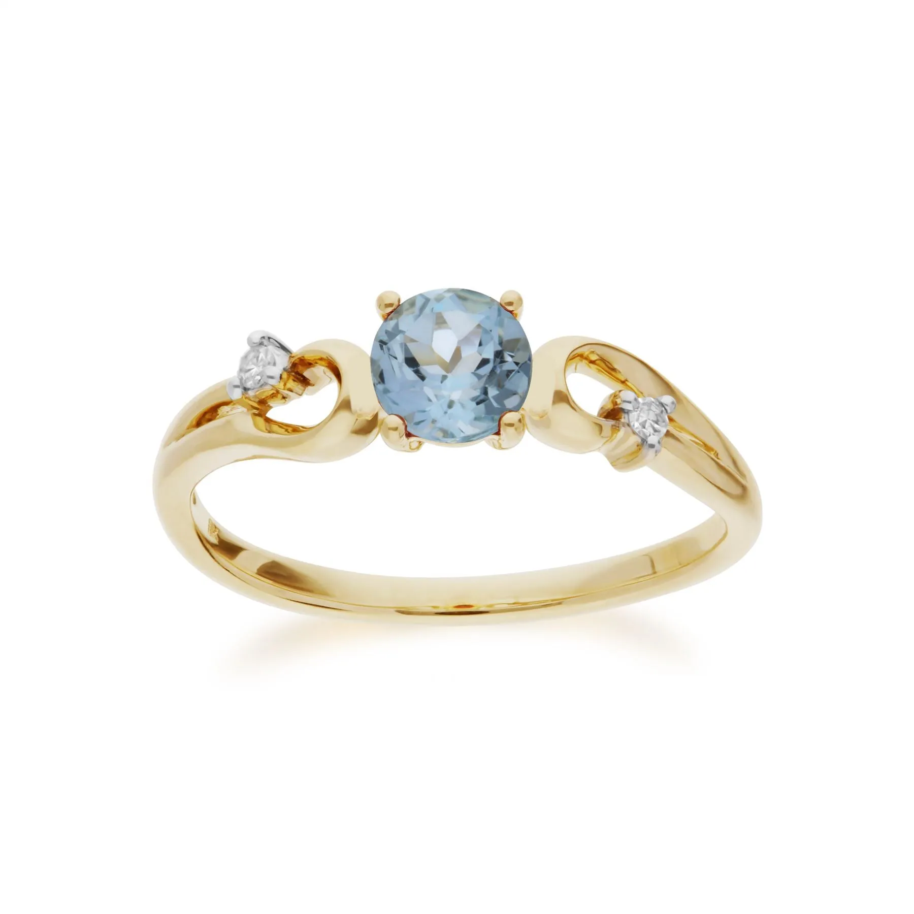 Topas Ring, 9 Karat Gelbgold Blue Topas & Diamant Klassisch Kleid Solitaire Ring - Topas