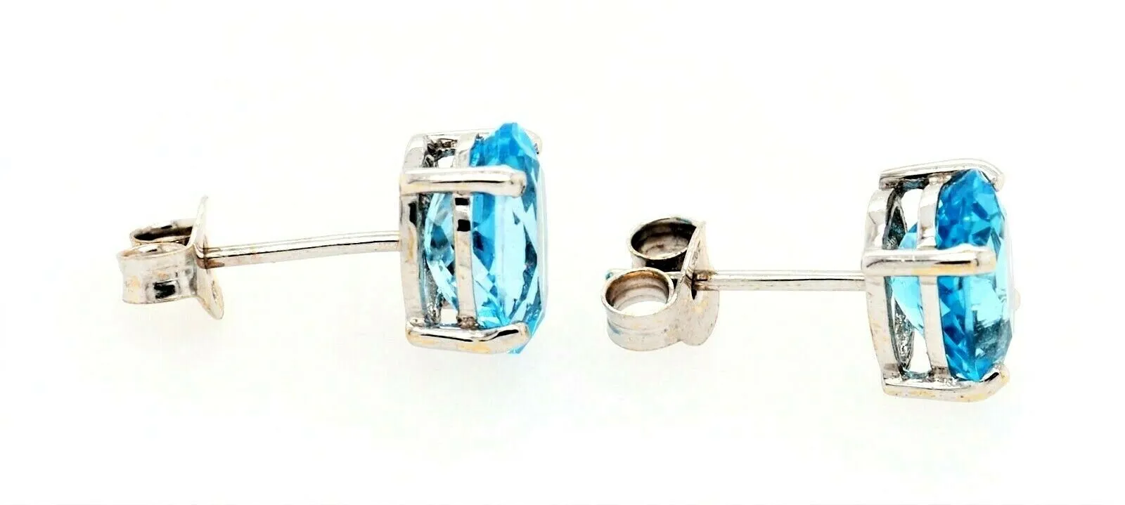 Topaz & 9ct White Gold Stud Earrings Pierced Ear Post & Butterfly Fine Jewellery