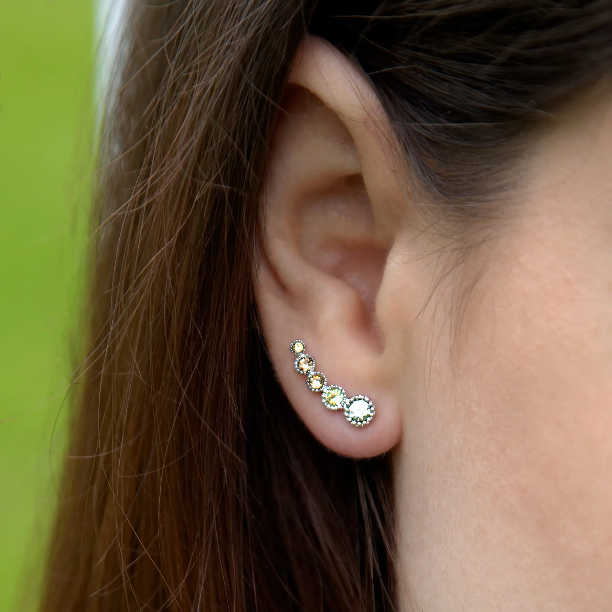 Topaz Ombre Rhodium Plated Ear Climbers