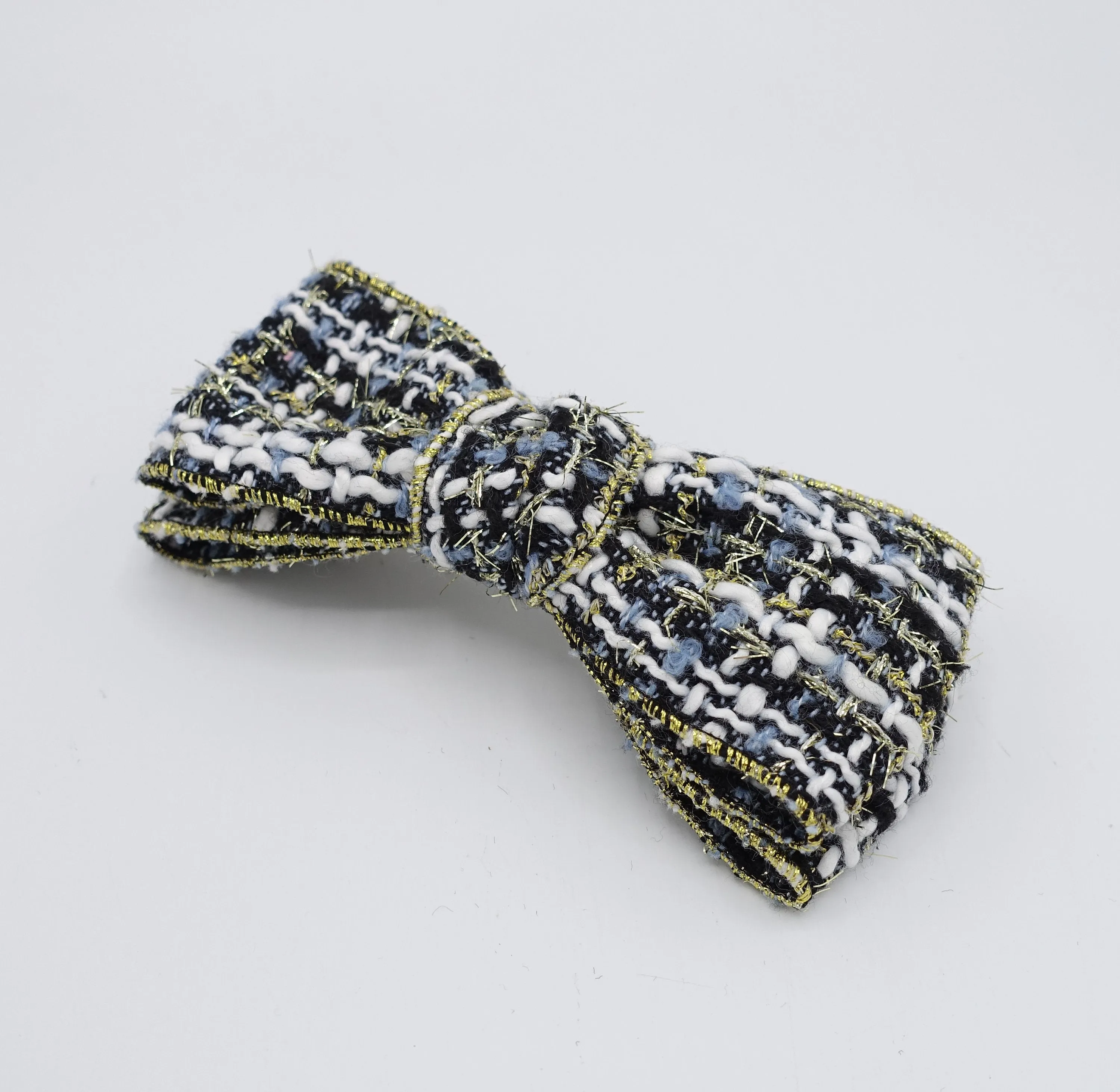 tweed hair bow, golden edge hair bow for women