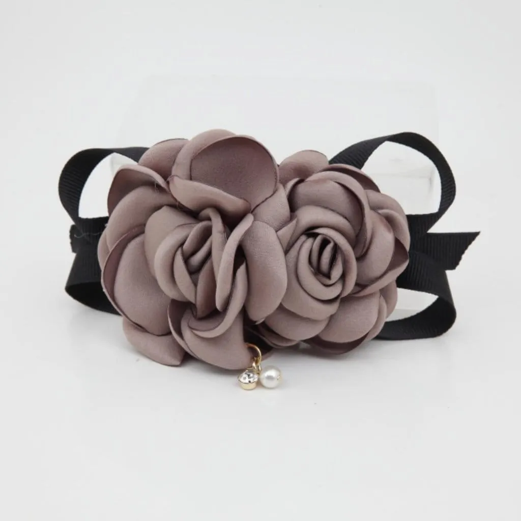 Two Rose Flowers French Hair Barrettes women hair clip