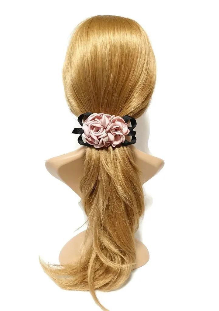 Two Rose Flowers French Hair Barrettes women hair clip