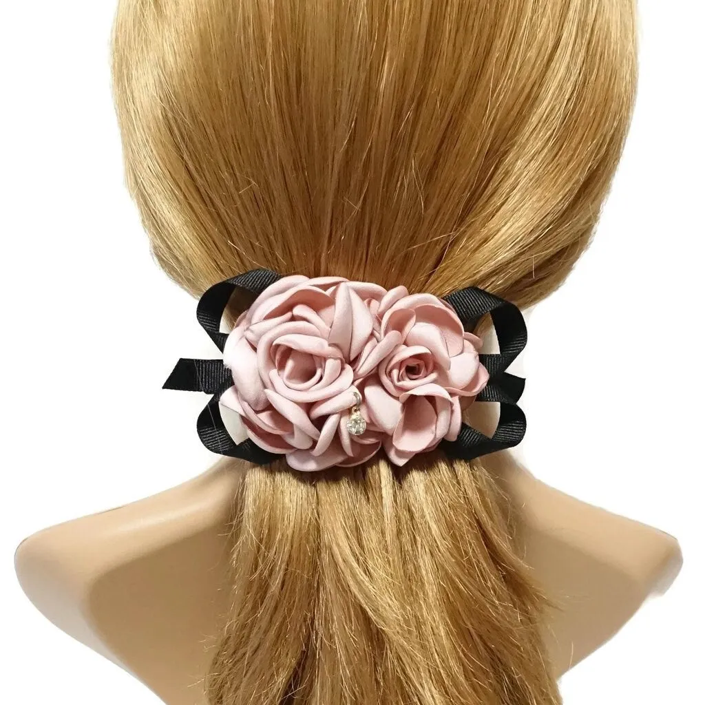 Two Rose Flowers French Hair Barrettes women hair clip