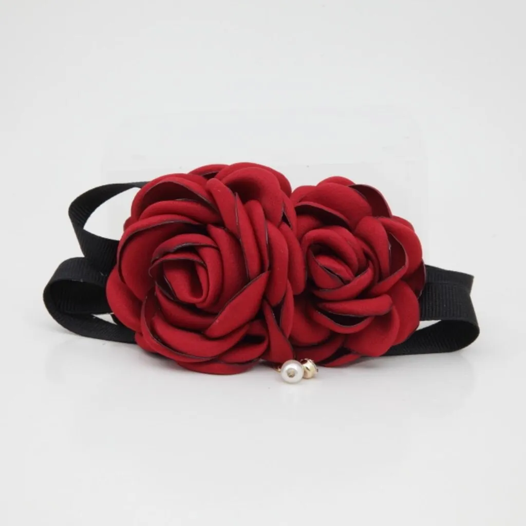 Two Rose Flowers French Hair Barrettes women hair clip