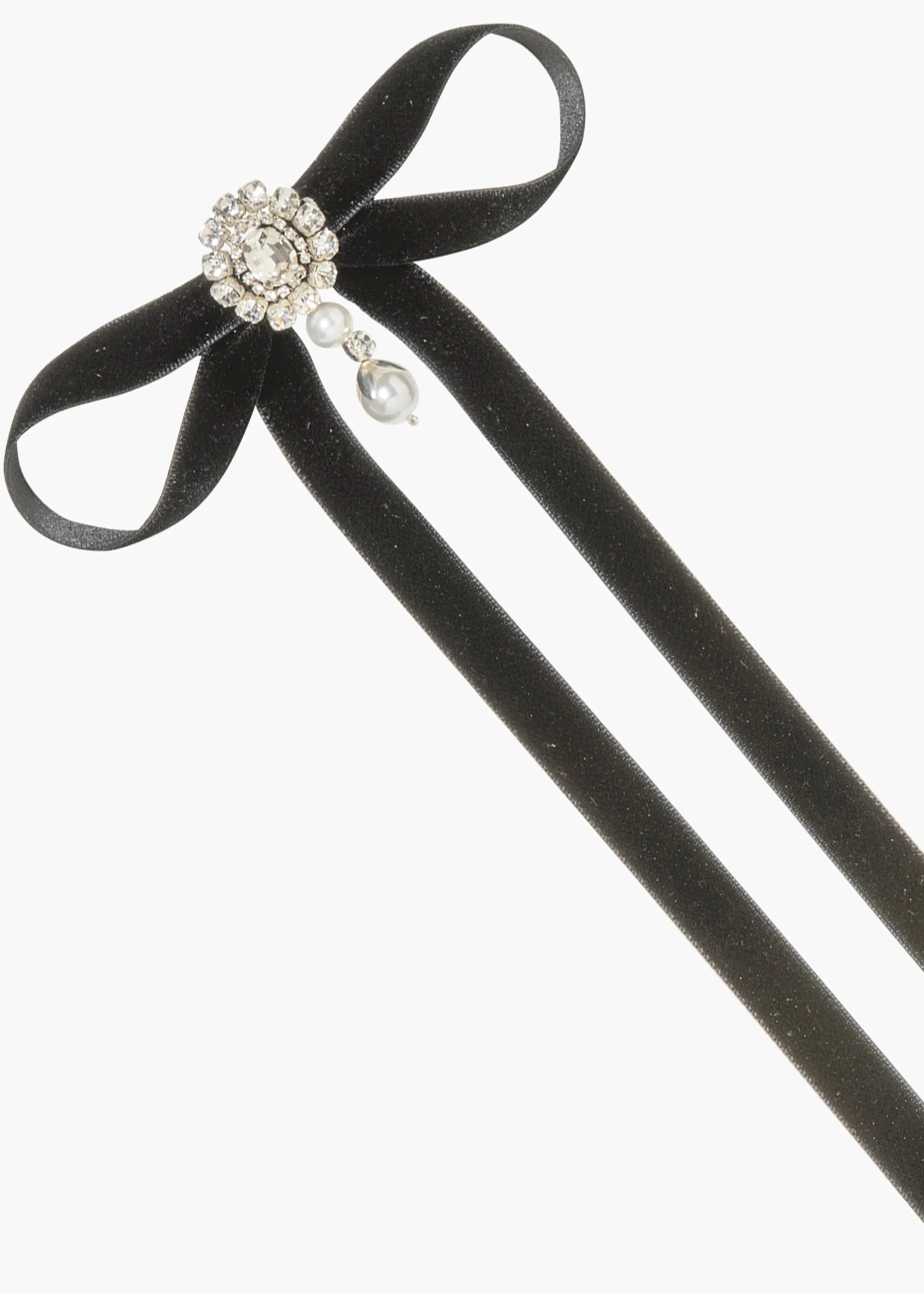 Vanita Bow Barrette -- Black Pearl