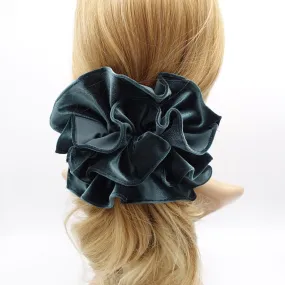 velvet ruffle bow barrette for women