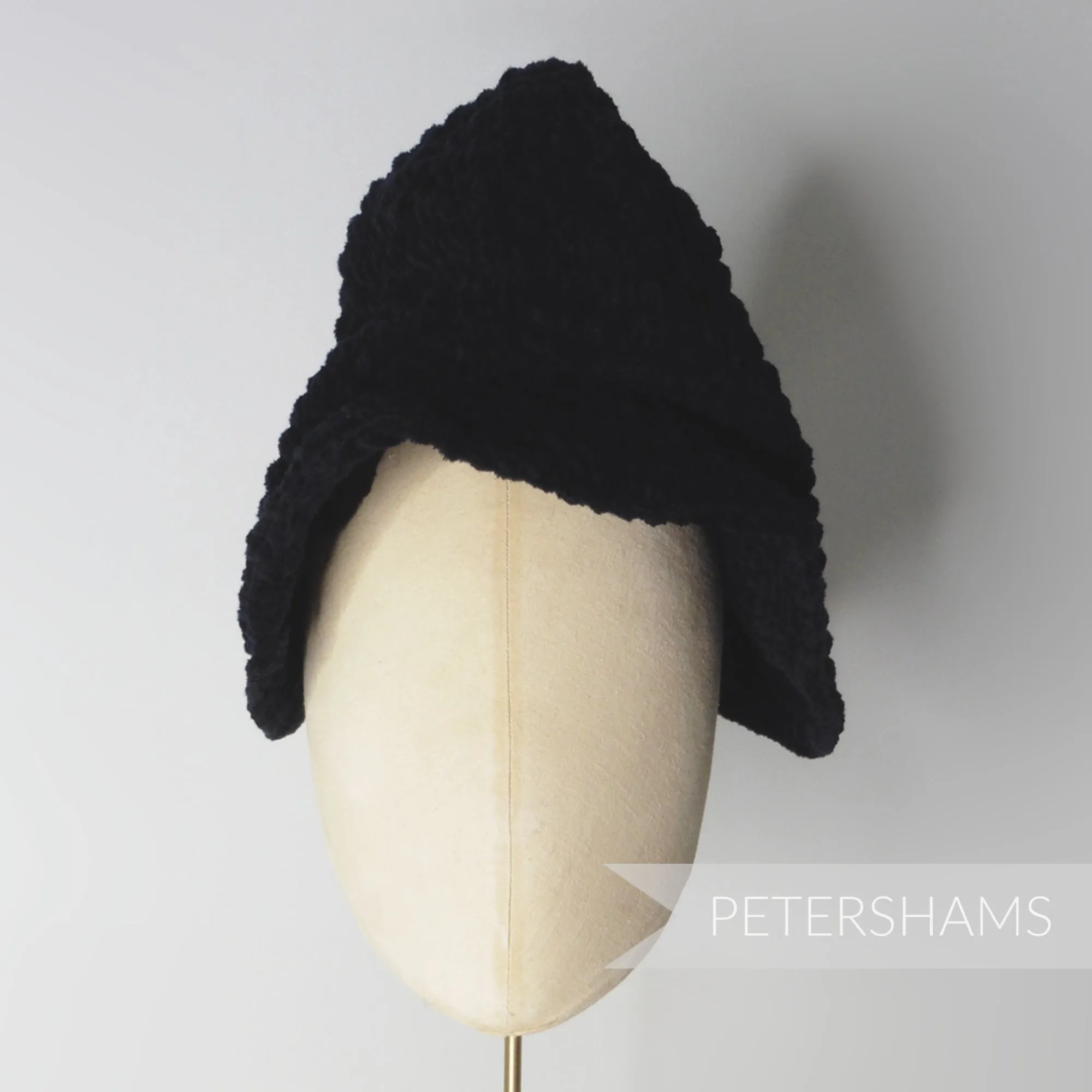 Vintage 1990's Black Chenille Knitted Cone Hat Body