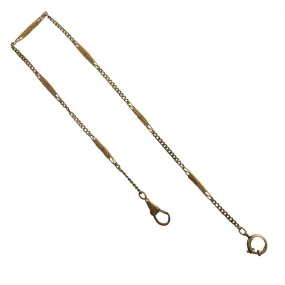 Vintage Italian 18K Yellow Gold Curb and Fancy Link Pocket Watch Chain