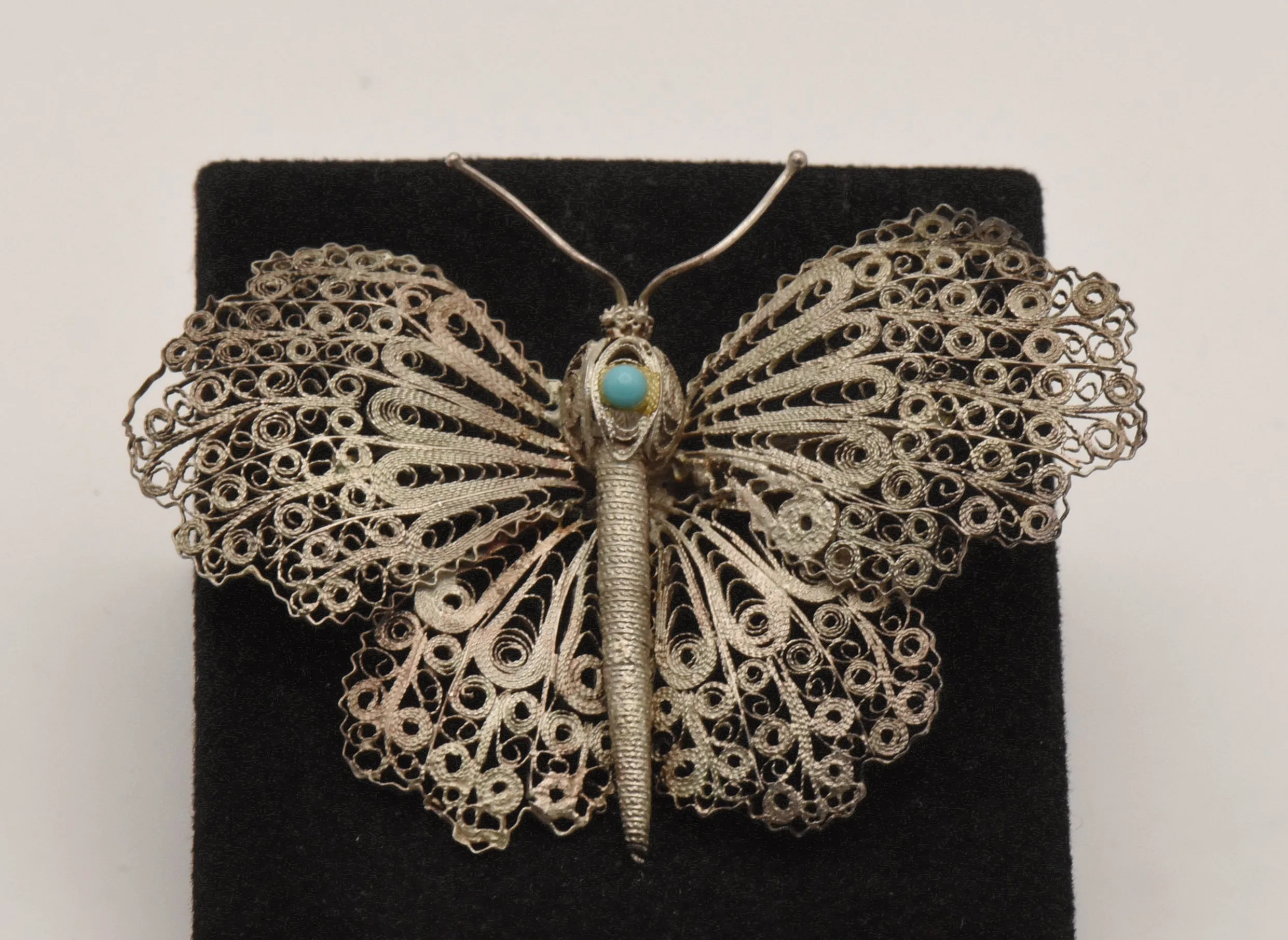 Vintage Ornate Filigree Butterfly Brooch