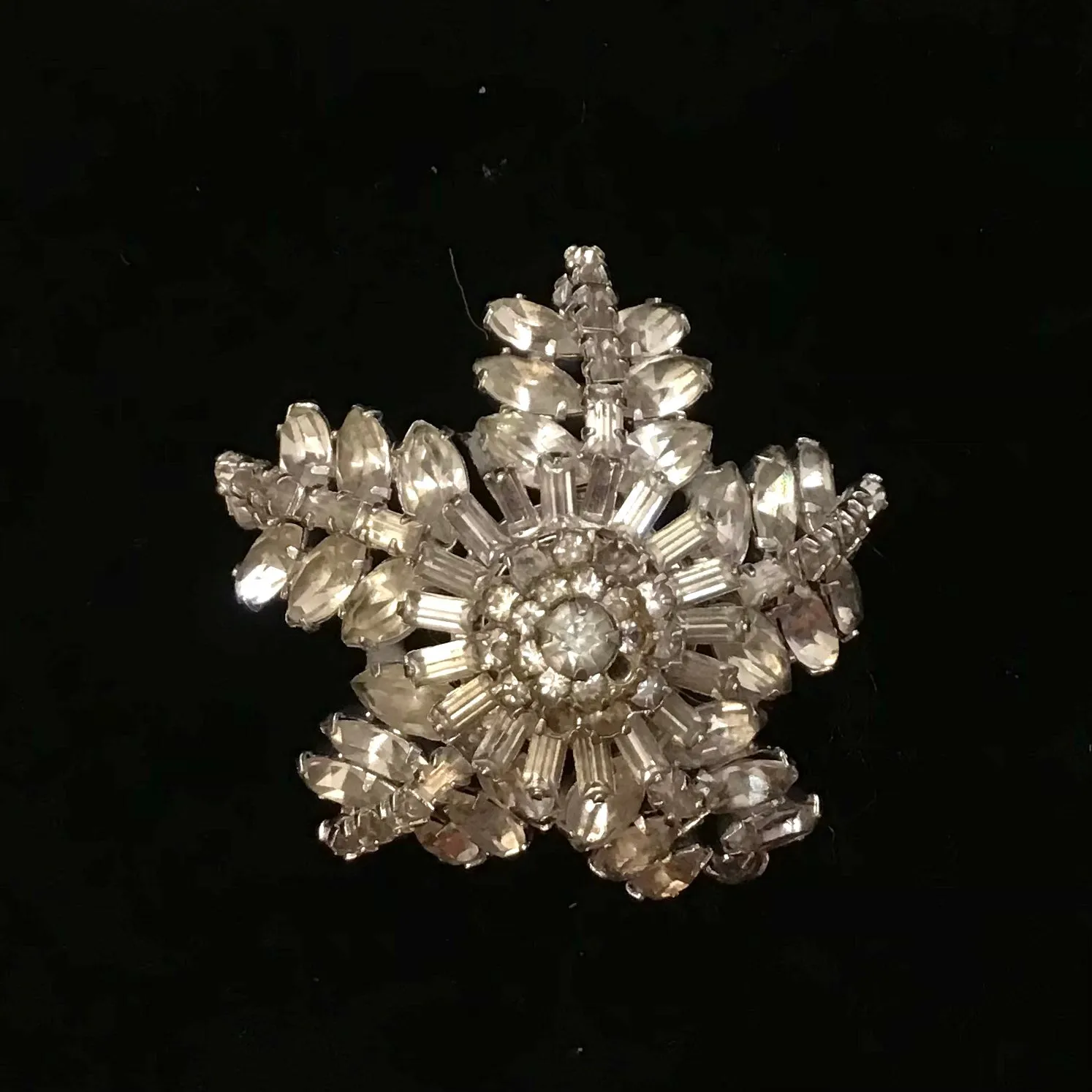 Vintage Rhinestone Flower Brooch