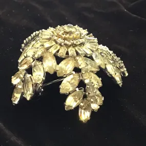 Vintage Rhinestone Flower Brooch