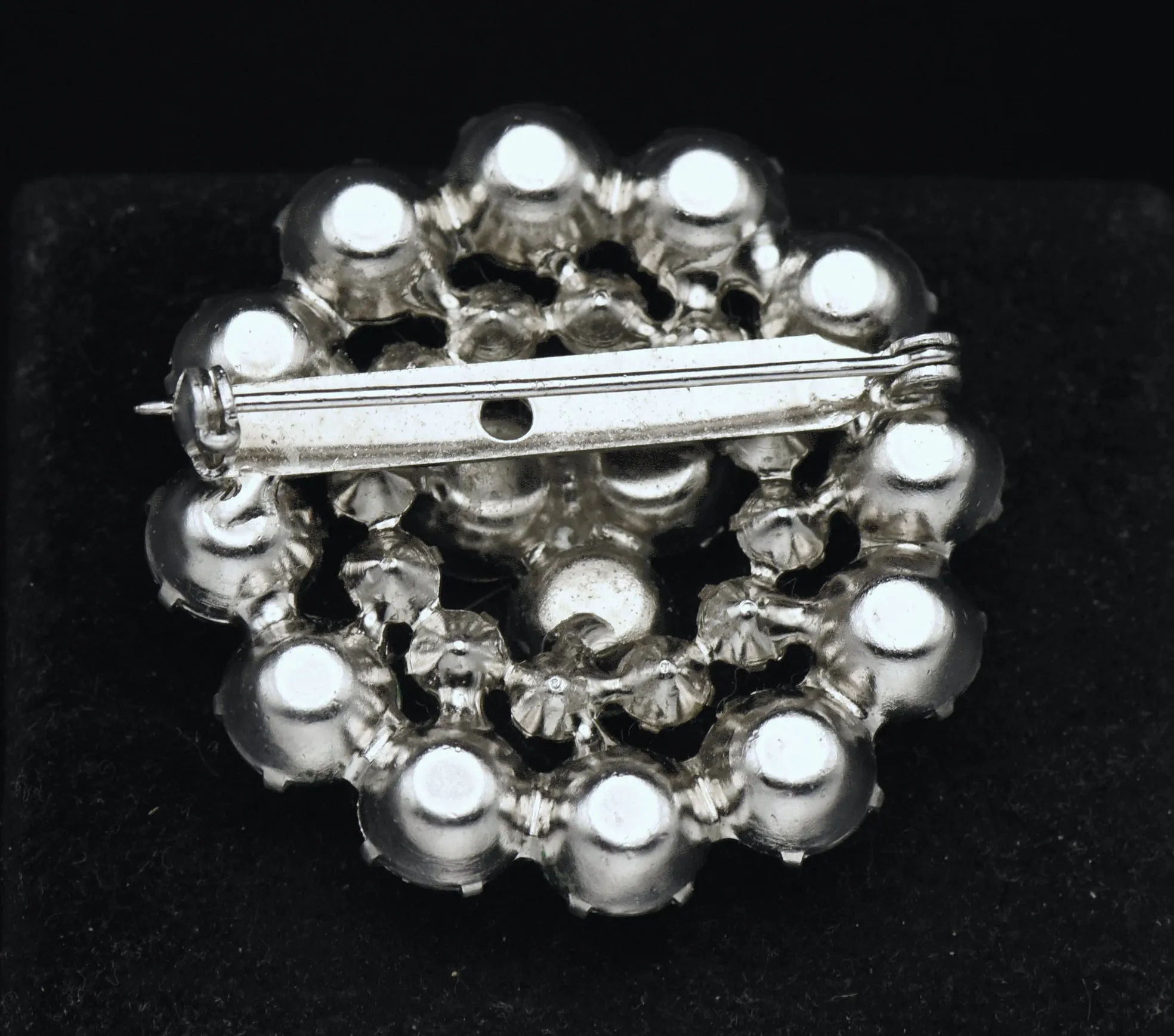 Vintage Rhinestone Silver Tone Metal Brooch